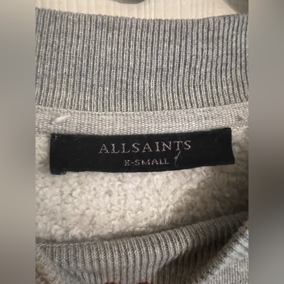 AllSaints Gray Distressed Sweatshirt Size XS - Picture 5 of 5